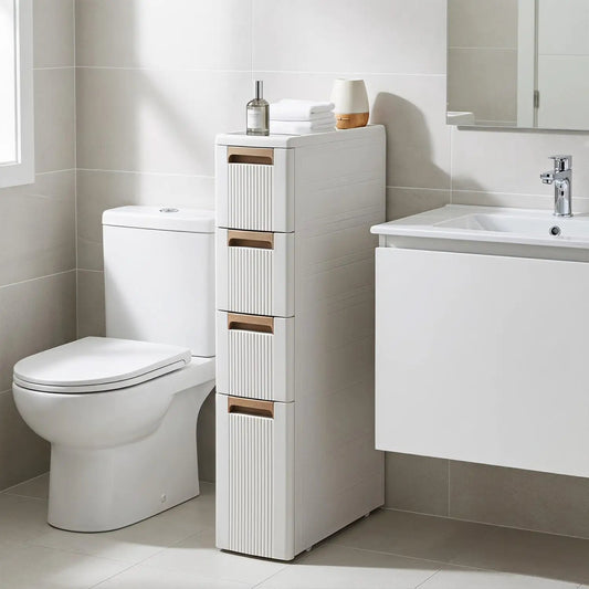 Narrow Storage Cabinet with Drawers and Removable Dividers, white DirectDeals floor cabinet on Tampa Home & Garden Store