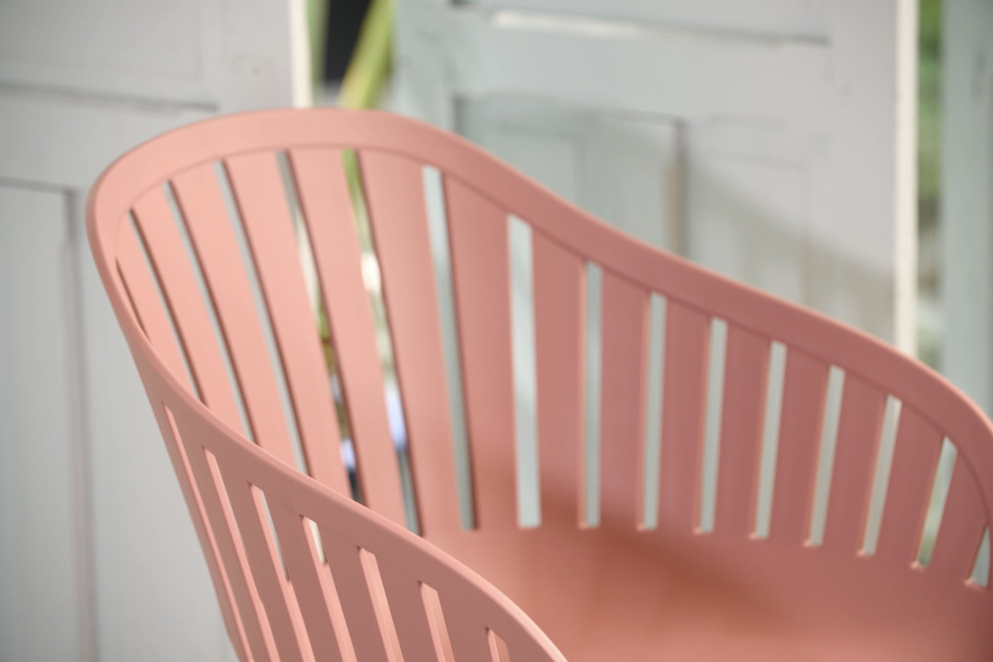 Nassau Carver Armchair 2pc set in Peony Pink Social Plastic outdoor chairs by LifestyleGarden US on Tampa Home & Garden Store