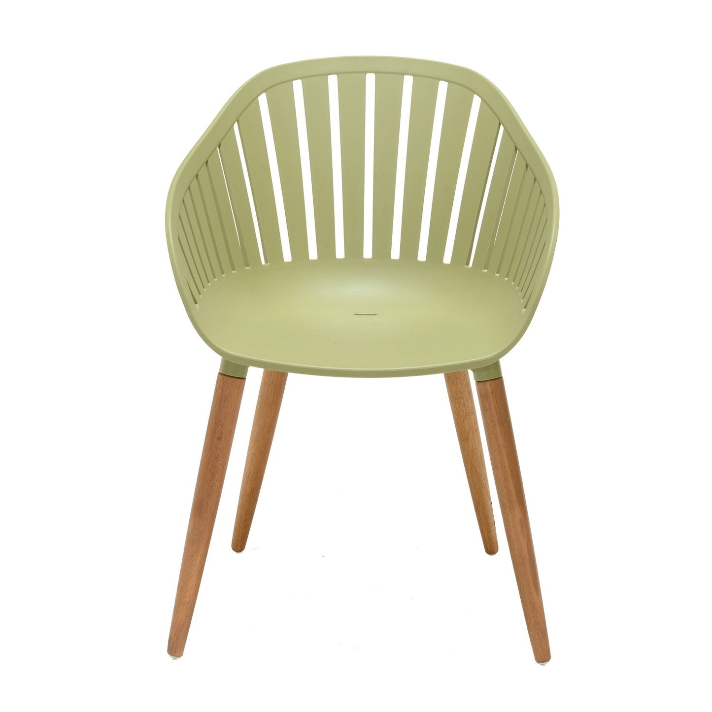 Nassau Carver Armchair Sage Green Social Plastic outdoor chair with wooden legs on Tampa Home & Garden Store