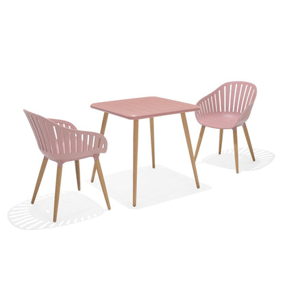 Nassau Bistro Set - Peony Pink Social Plastic 3pc outdoor table with 2 chairs LifestyleGarden US on Tampa Home & Garden Store
