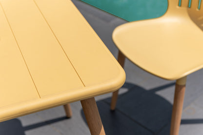 Nassau Square Table Honey Yellow outdoor table and chair 2-piece with slatted top on Tampa Home & Garden Store