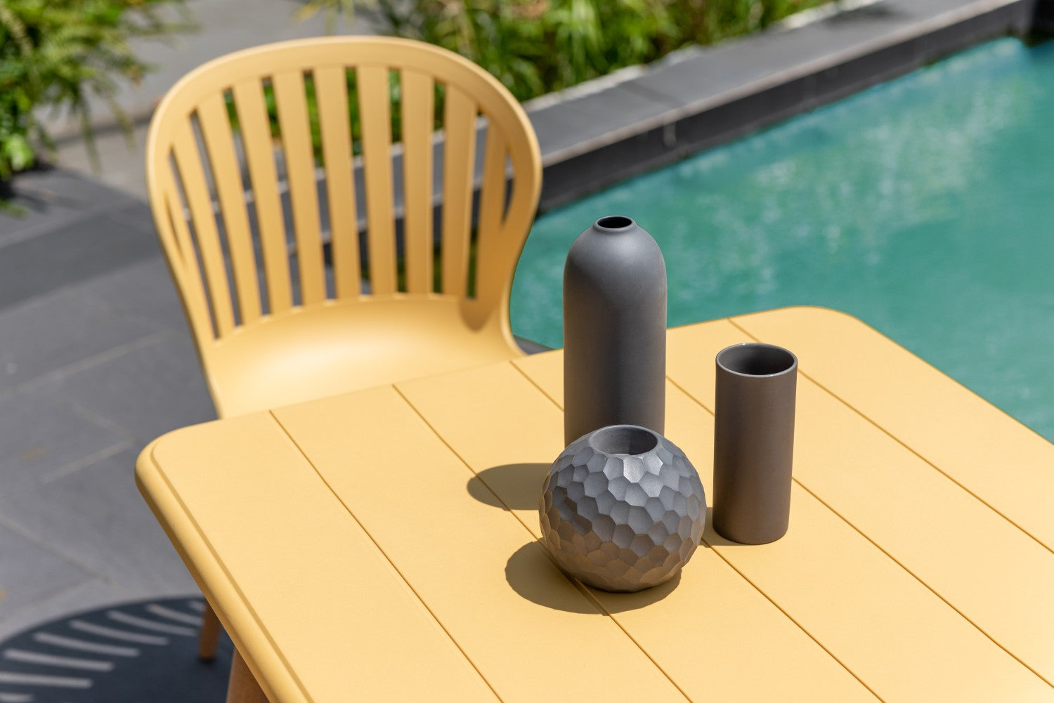 Nassau Side Chair Honey Yellow Social Plastic by LifestyleGarden US outdoor chair on Tampa Home & Garden Store