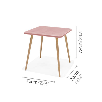 Nassau Square Table – Peony Pink Social Plastic® outdoor table with natural wood legs by LifestyleGarden US on Tampa Home & Garden Store
