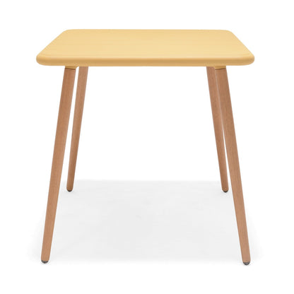 Nassau Square Table honey yellow Social Plastic table with wooden legs LifestyleGarden US on Tampa Home & Garden Store