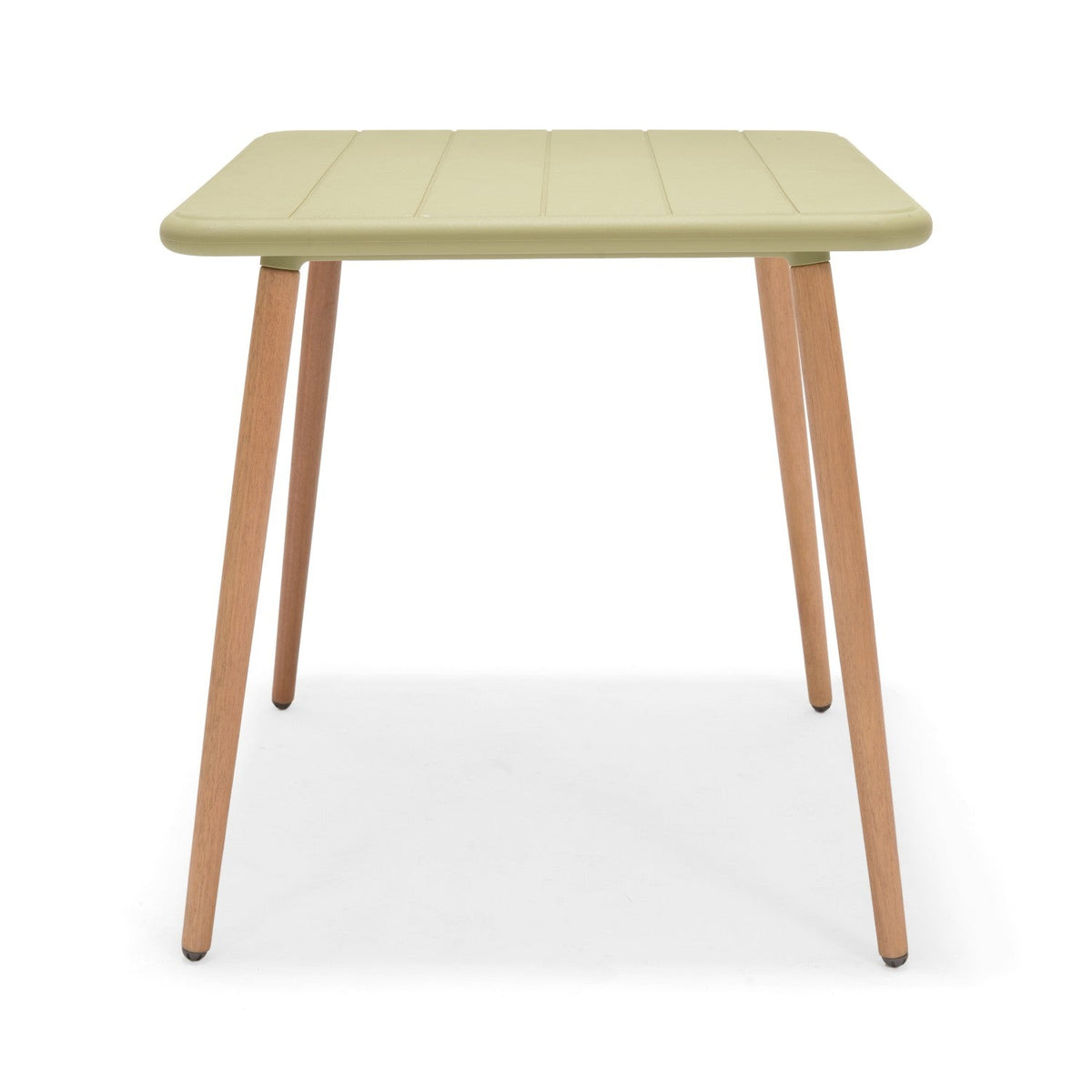 Nassau Square Table Sage Green Social Plastic table with wood legs LifestyleGarden on Tampa Home & Garden Store