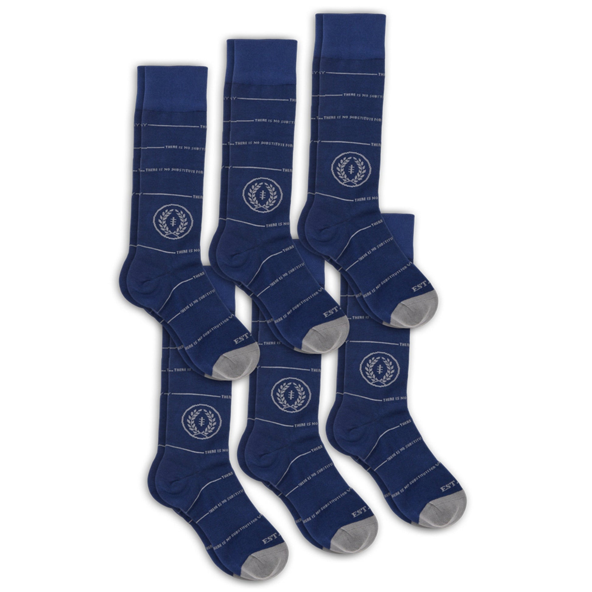 NFF 6-pack DeadSoxy socks navy with white lines crest emblem and grey toe on Tampa Home & Garden Store