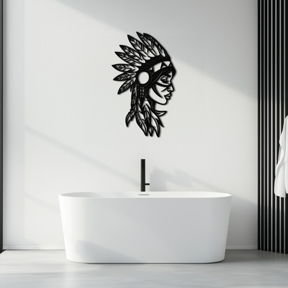 Native American Woman Metal Wall Art - Tribal Female Silhouette Steel Decor- KAF479 - Tampa Home & Garden Store