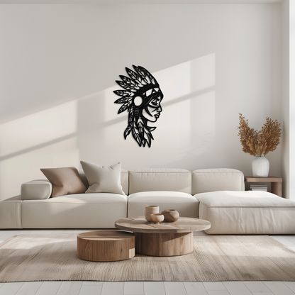 Native American Woman Metal Wall Art - Tribal Female Silhouette Steel Decor- KAF479 - Tampa Home & Garden Store