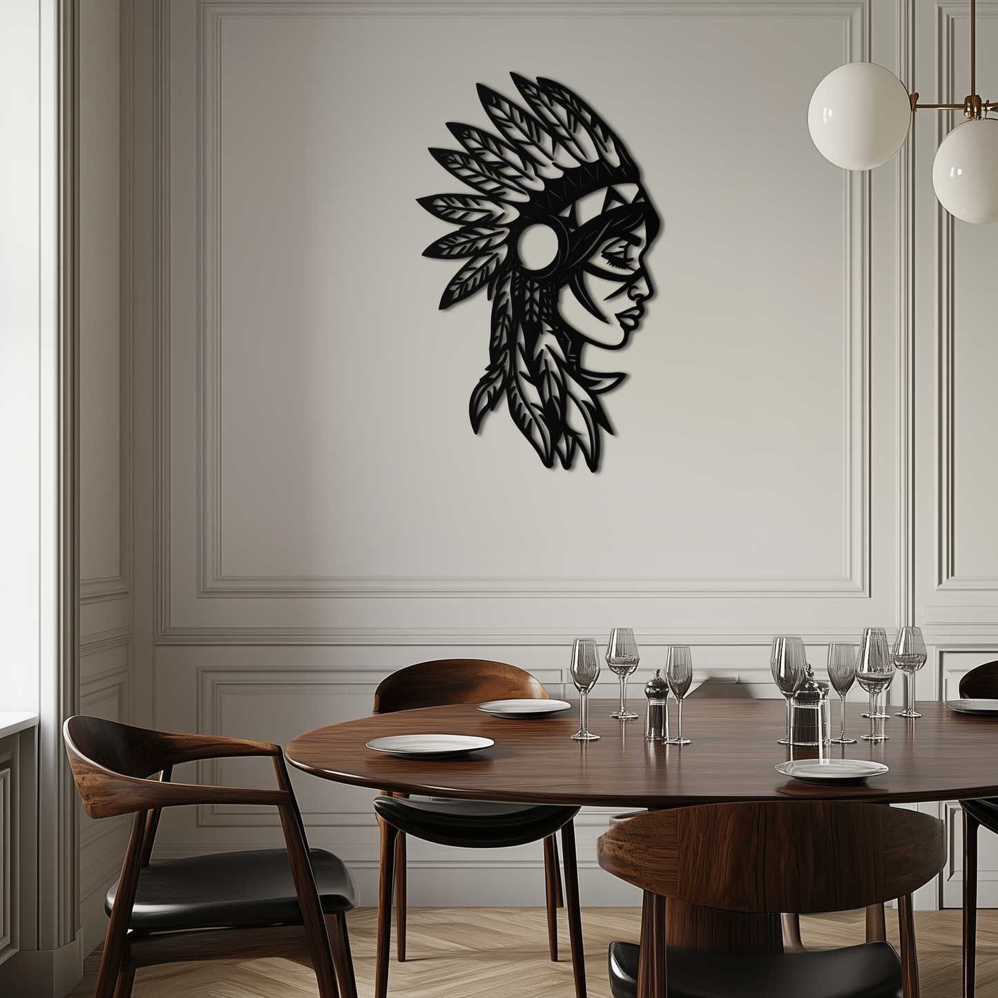 Native American Woman Metal Wall Art - Tribal Female Silhouette Steel Decor- KAF479 - Tampa Home & Garden Store