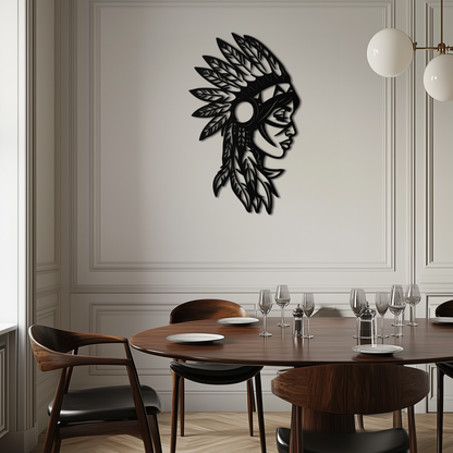 Native American Woman Metal Wall Art - Tribal Female Silhouette Steel Decor- KAF479 - Tampa Home & Garden Store