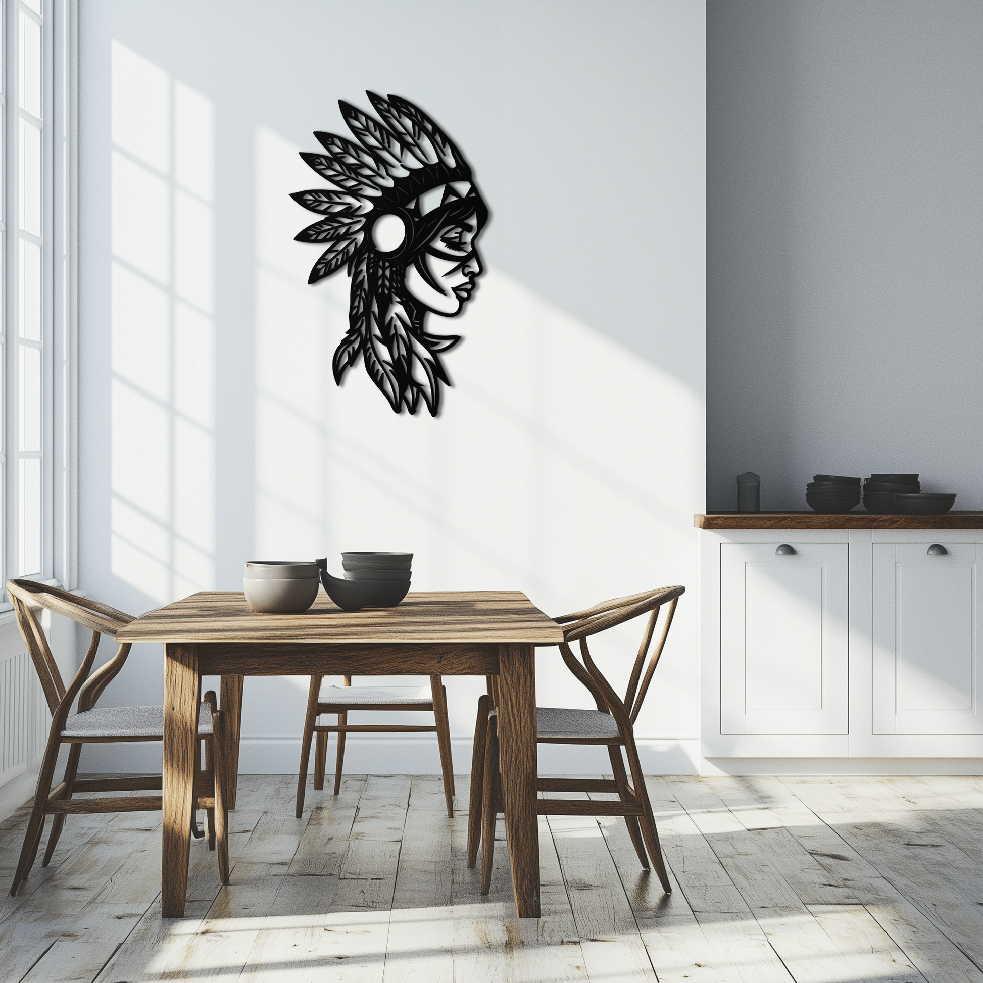 Native American Woman Metal Wall Art - Tribal Female Silhouette Steel Decor- KAF479 - Tampa Home & Garden Store