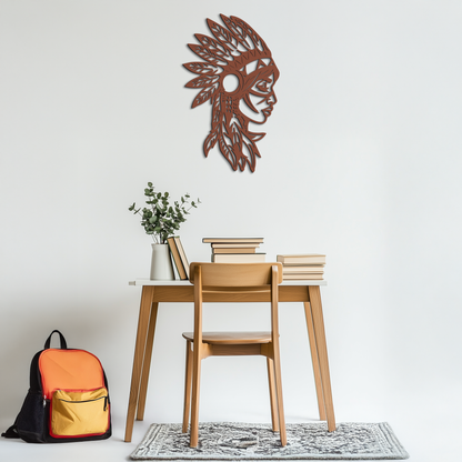 Native American Woman Metal Wall Art - Tribal Female Silhouette Steel Decor- KAF479 - Tampa Home & Garden Store