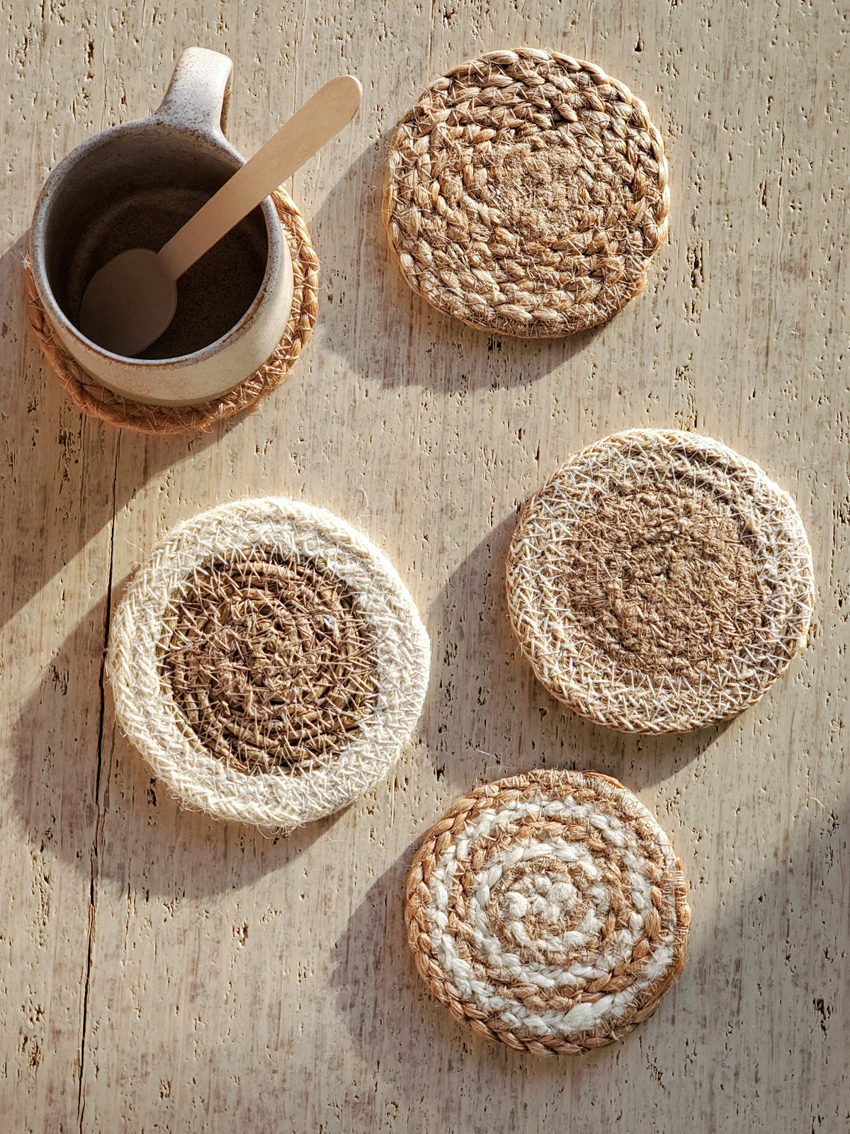 Natural Coaster Gift Set with Heart pouch - Tampa Home & Garden Store