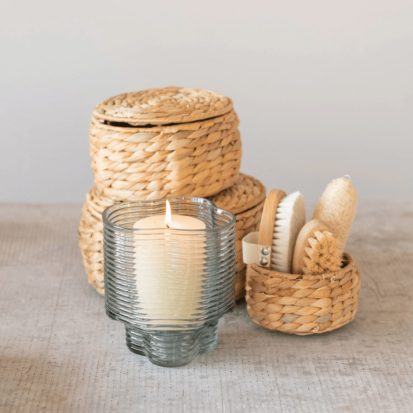 Natural Water Hyacinth Storage Baskets with Lids, Set of 3 - Tampa Home & Garden Store