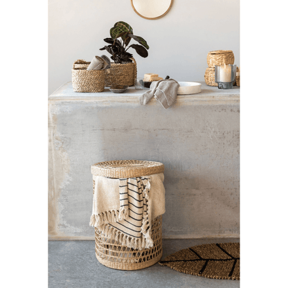 Natural Water Hyacinth Storage Baskets with Lids, Set of 3 - Tampa Home & Garden Store