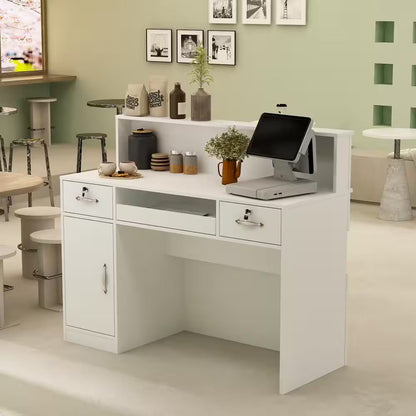 Natural White Corner Computer Desk with Hutch and Storage - Tampa Home & Garden Store