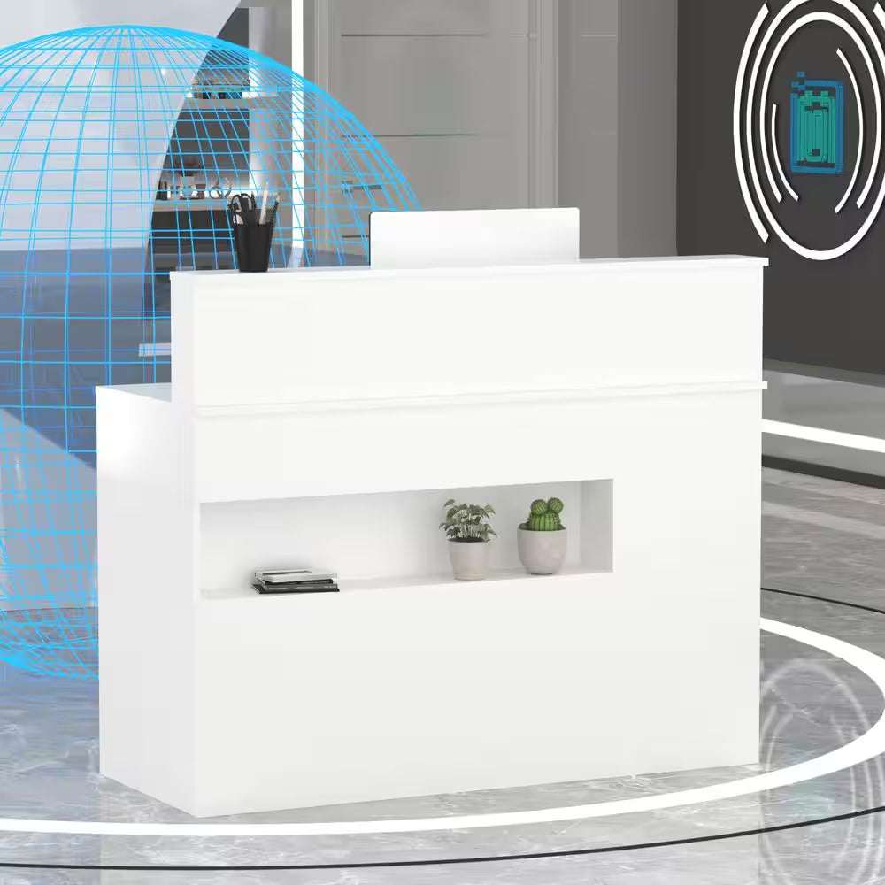 Natural White Corner Computer Desk with Hutch and Storage - Tampa Home & Garden Store