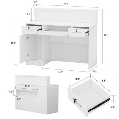Natural White Corner Computer Desk with Hutch and Storage - Tampa Home & Garden Store
