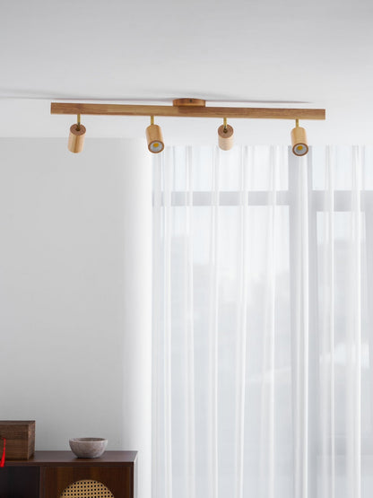 Grain wood shade track spotlight with four adjustable heads in natural oak by Moktan Sabai on Tampa Home & Garden Store