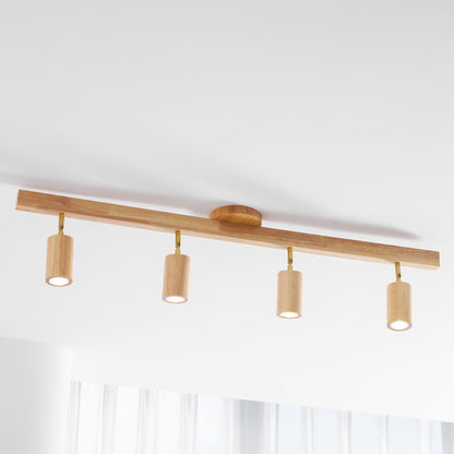 Grain wood shade track lighting fixture with 4 adjustable heads in natural wood on Tampa Home & Garden Store