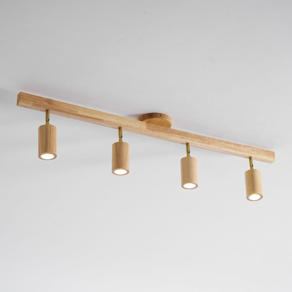 Grain wood shade track lighting fixture with adjustable heads in natural oak by Moktan Sabai on Tampa Home & Garden Store