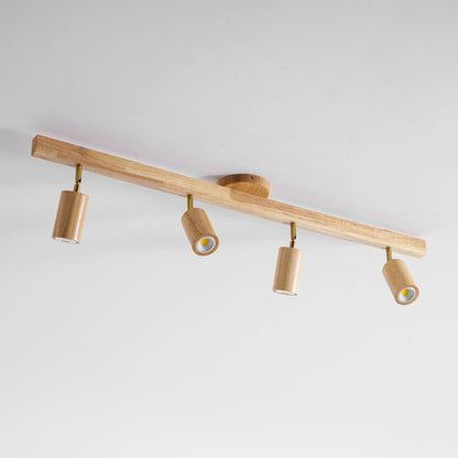 Grain wood shade 4-light track spotlight with adjustable heads Moktan Sabai warm glow on Tampa Home & Garden Store