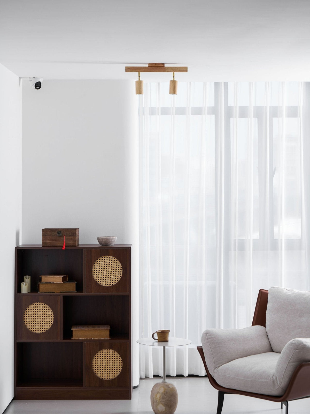 Grain Wood Shade Track Spotlight with adjustable heads in warm wood by Moktan Sabai on Tampa Home & Garden Store