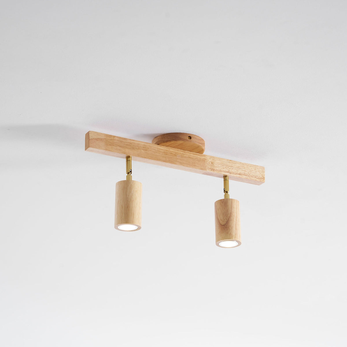 Grain wood shade track light with adjustable heads in natural wood by Moktan Sabai on Tampa Home & Garden Store