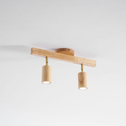 Grain wood shade track light with adjustable heads in natural wood by Moktan Sabai on Tampa Home & Garden Store