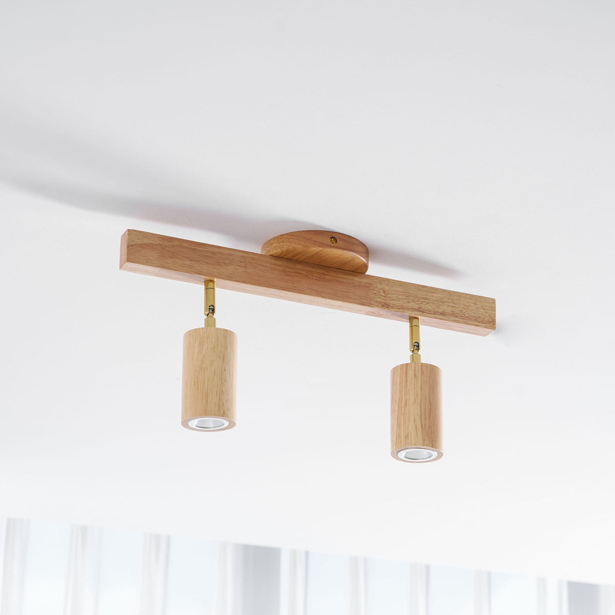 Grain wood shade track light with adjustable heads by Moktan Sabai, 2-light on Tampa Home & Garden Store