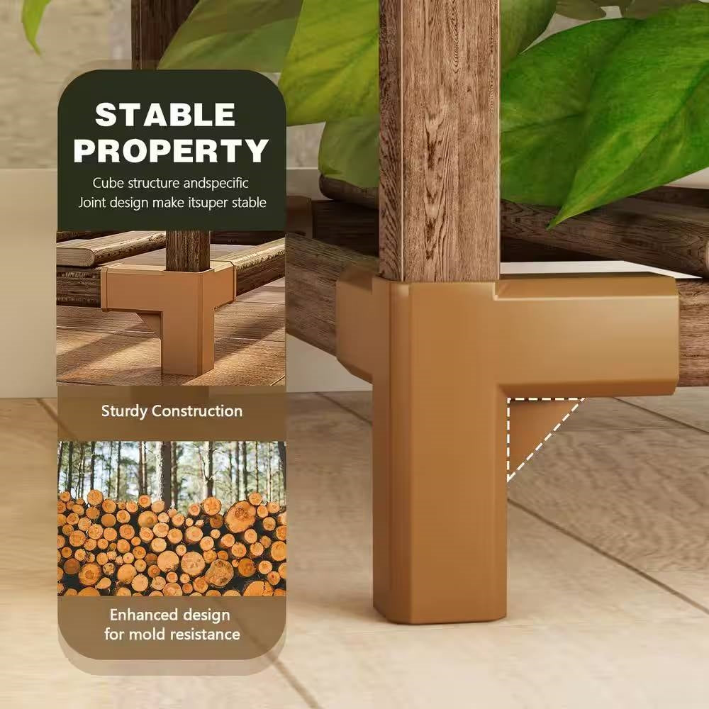 Natural Wood Plant Stand Shelving Rack - Holds up to 9 Planters - Tampa Home & Garden Store