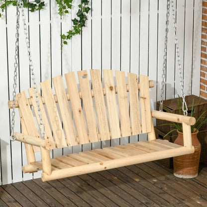 Natural Wooden 2-Seater Hanging Outdoor Porch Swing - Tampa Home & Garden Store