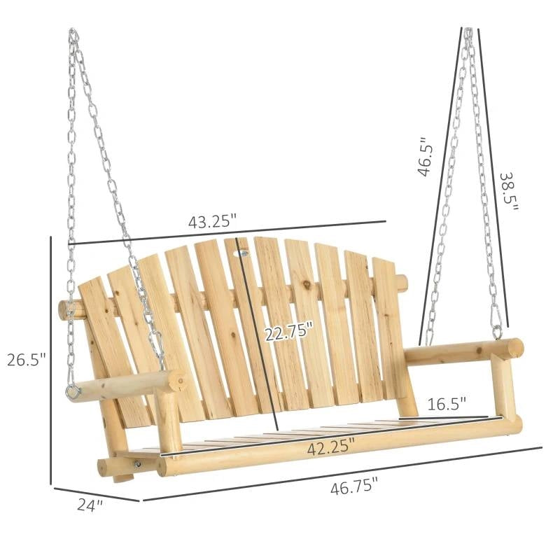 Natural Wooden 2-Seater Hanging Outdoor Porch Swing - Tampa Home & Garden Store