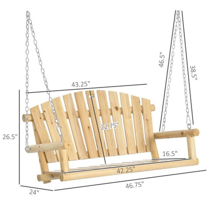 Natural Wooden 2-Seater Hanging Outdoor Porch Swing - Tampa Home & Garden Store