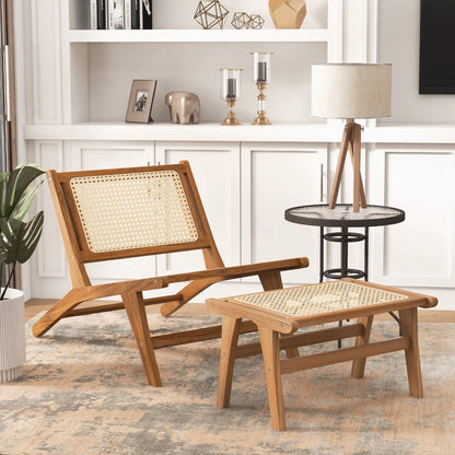 3 Piece Patio Set with Cushions and Rattan Table