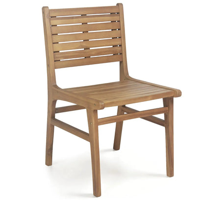 Teak Wood Patio Dining Chair With Slanted Back