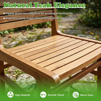Teak Wood Patio Dining Chair With Slanted Back