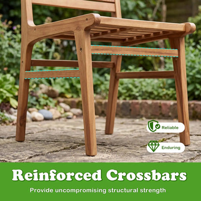Teak Wood Patio Dining Chair With Slanted Back