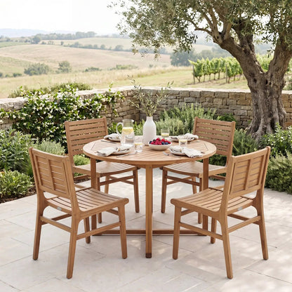 Teak Wood Patio Dining Chair With Slanted Back
