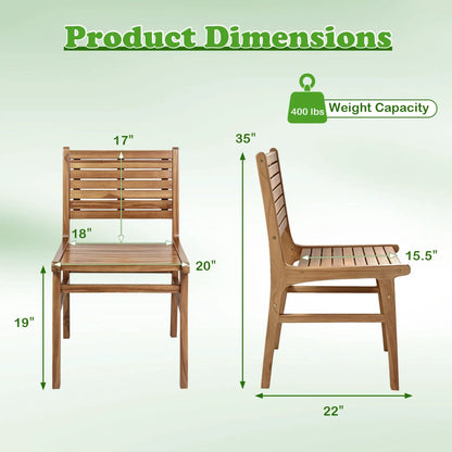 Teak Wood Patio Dining Chair With Slanted Back