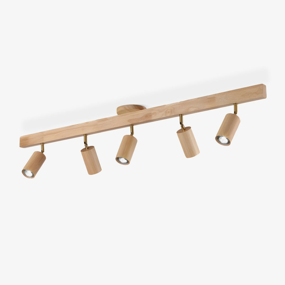 Grain wood shade track spotlight with five adjustable heads in wood finish by Moktan Sabai on Tampa Home & Garden Store