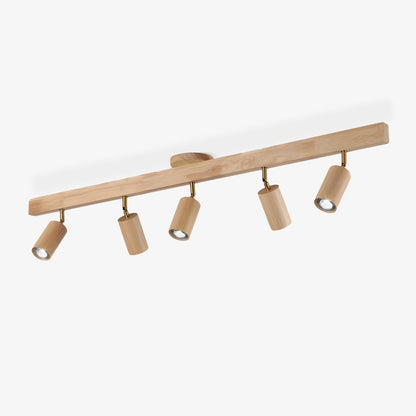 Grain wood shade track spotlight with five adjustable heads in wood finish by Moktan Sabai on Tampa Home & Garden Store