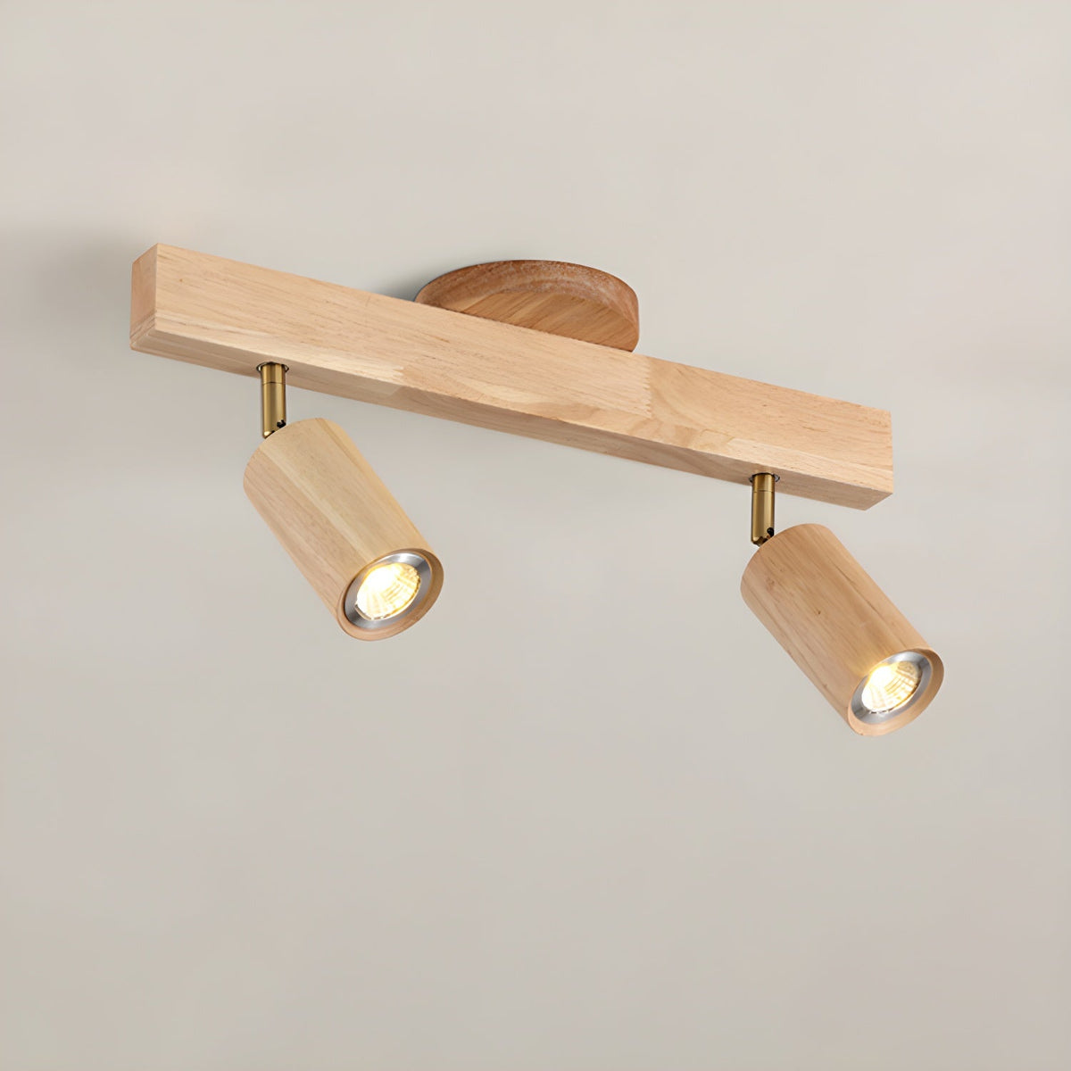 Grain Moktan Sabai wood shade track lighting fixture with adjustable heads and brass accents on Tampa Home & Garden Store