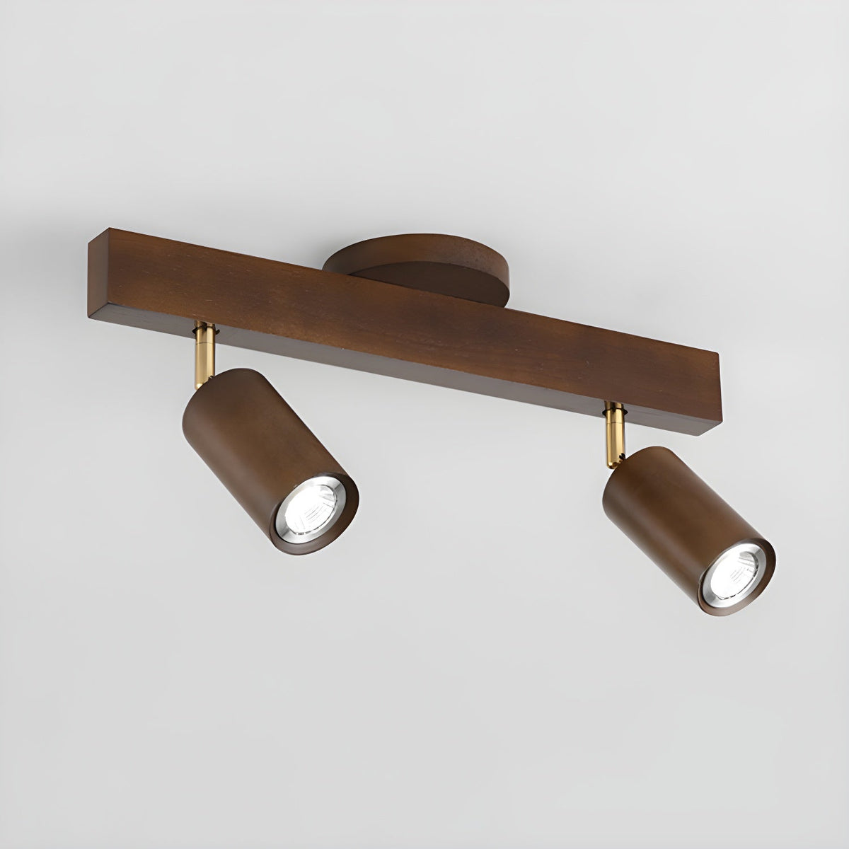 Grain Wood Shade Track Spotlight with two adjustable heads in brown finish by Moktan Sabai on Tampa Home & Garden Store