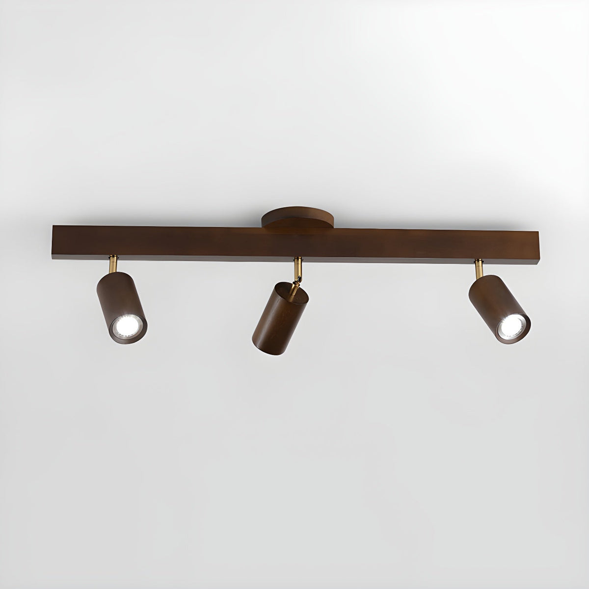 Grain Moktan Sabai wood shade track lighting fixture with 3 adjustable cylindrical heads on Tampa Home & Garden Store