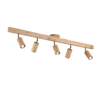 Grain Wood Shade Track Spotlight four-head adjustable lighting fixture in natural wood by Moktan Sabai on Tampa Home & Garden Store