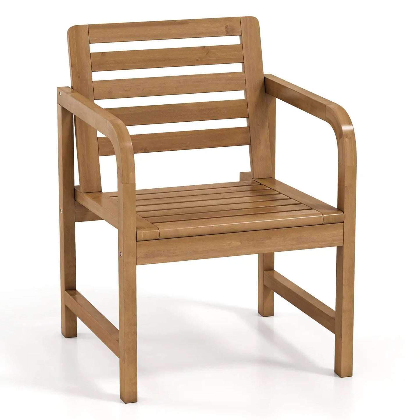 Teak Wood Patio Armchair With Slanted Back