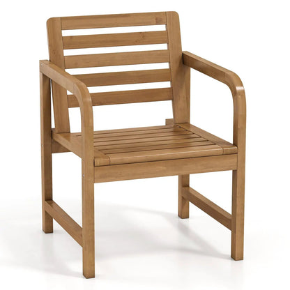 Teak Wood Patio Armchair With Slanted Back