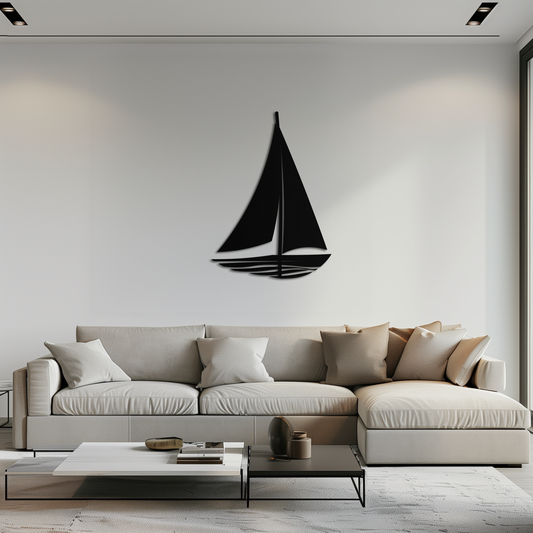 Nautical Sailboat Silhouette Metal Wall Art – Minimalist Ocean-Inspired Steel Decor- KAF326 - Tampa Home & Garden Store