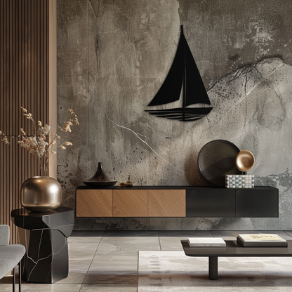 Nautical Sailboat Silhouette Metal Wall Art – Minimalist Ocean-Inspired Steel Decor- KAF326 - Tampa Home & Garden Store